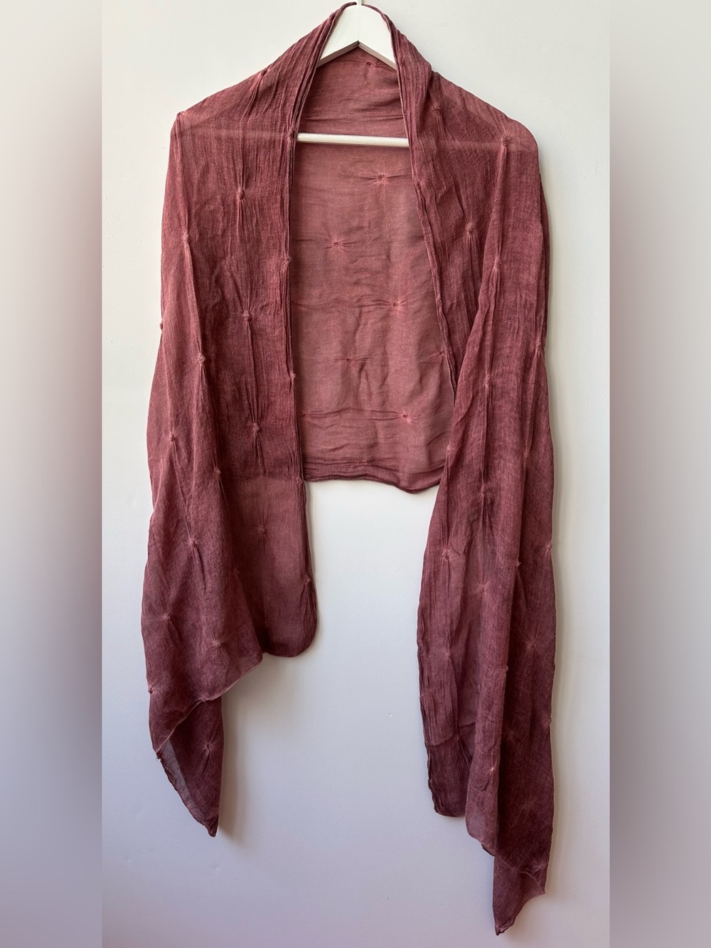 Eileen Fisher - Lightweight Garment Dyed Textured Scarf / Wrap -Dusty Rose Mauve
